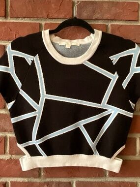 Jonathan Simkhai Geometric Print Knit Short Sleeve Crop Top Size XS/S